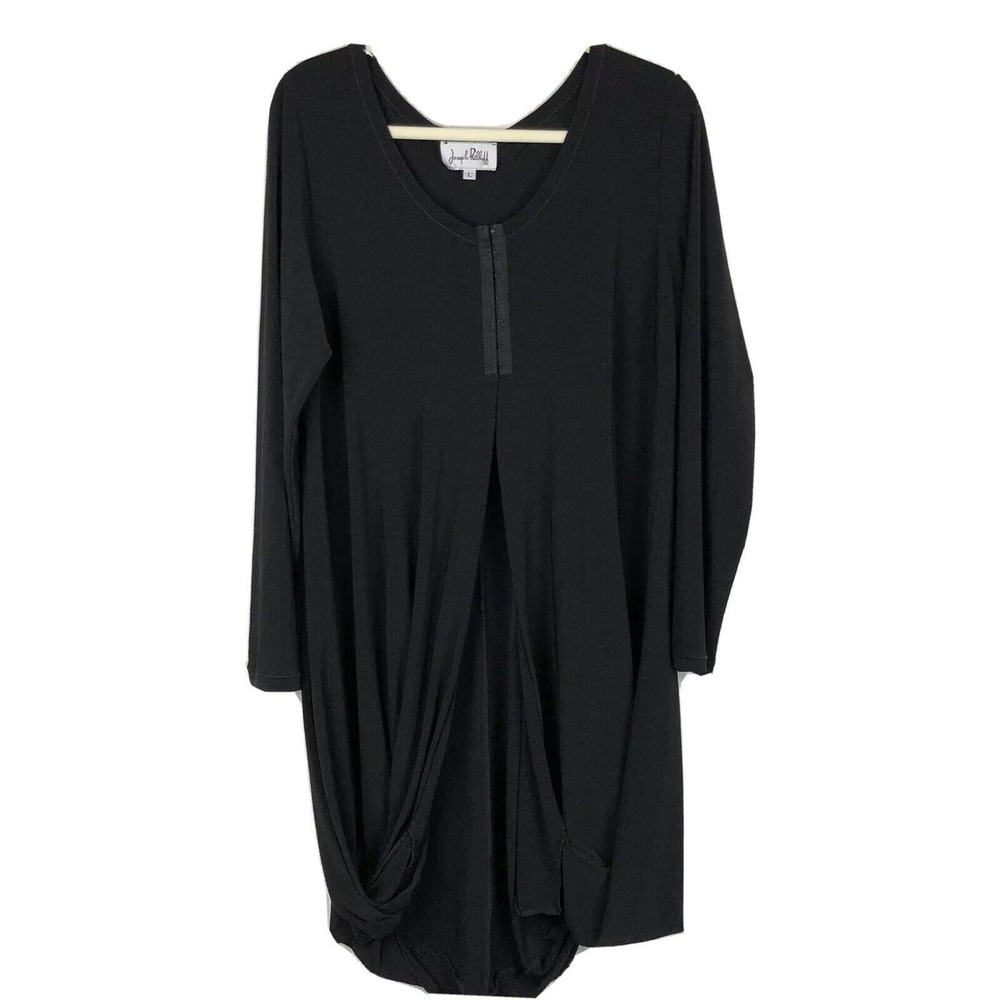 womens dress Size L Black Asymmetrical Hem Funky Joseph Ribkoff BE-8